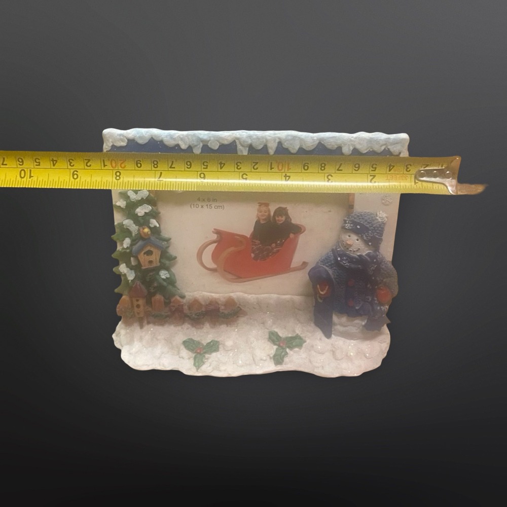 Christmas Snowman Sleigh Photo Frame 4x6 Holiday Winter Decor‎ cute cozy cottage - Picture 4 of 5